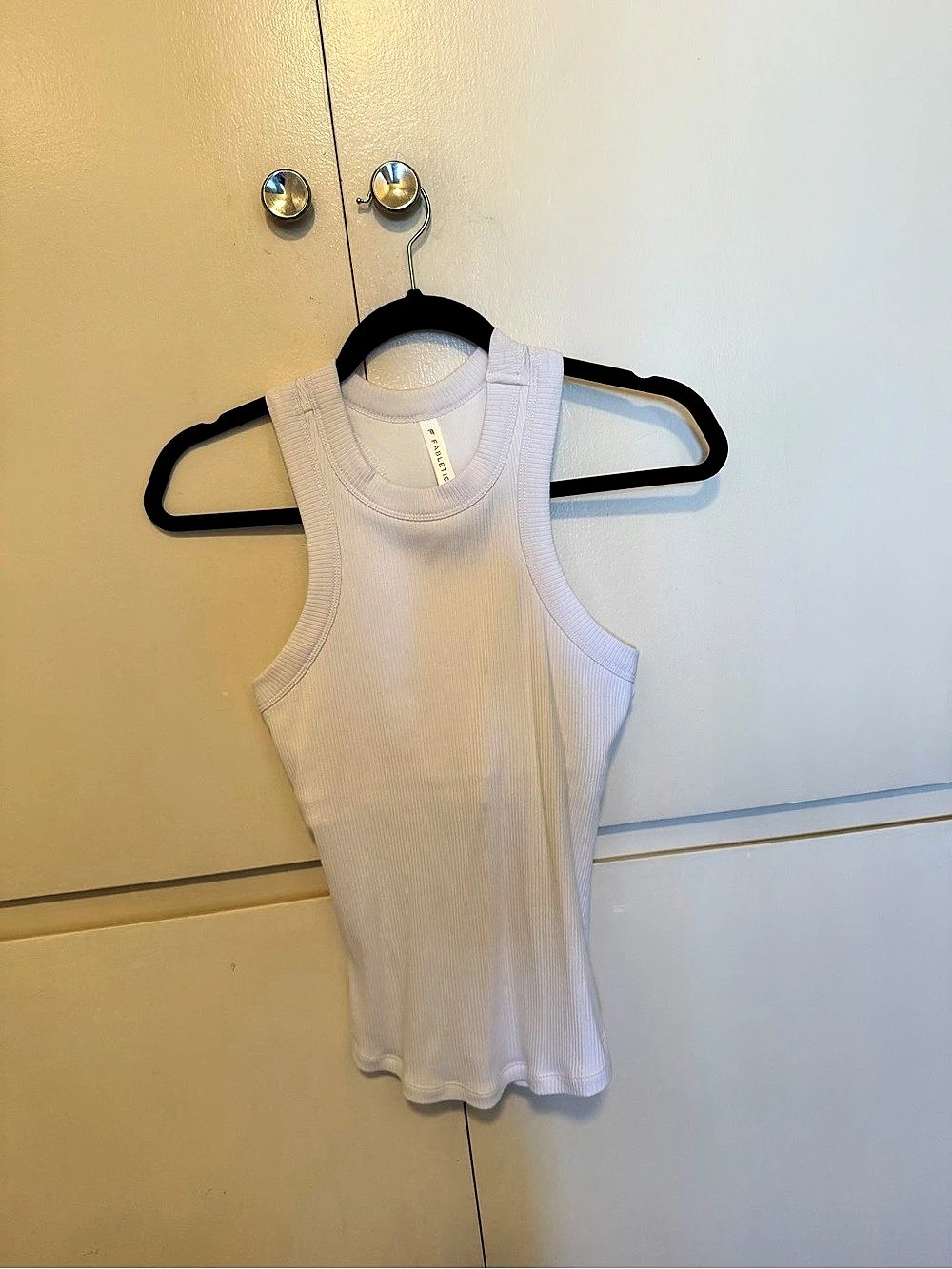 Fabletics High Neck Rib Built-In Bra Tank White